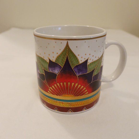 Laurel Burch Coffee Mug Cup Celestial Lotus Abstract Floral Gold Metalli… - Picture 3 of 5